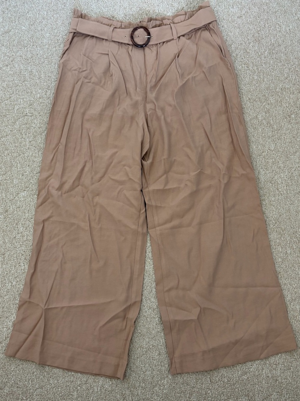 Ann Taylor Wide Leg Trousers in Taupe with Belt